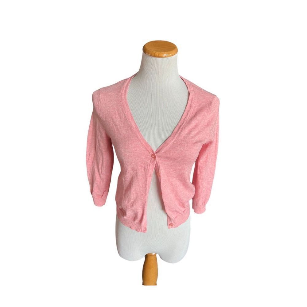 Womens Cloud Chaser Pink 3/4 Sleeve Cardigan Sweater - Sz M